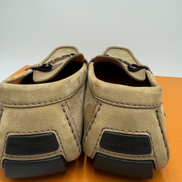 Louis Vuitton Men’s LV Initials Leather Loafers – Beige w/ Web Strap (Size 9) - Picture 4 of 8